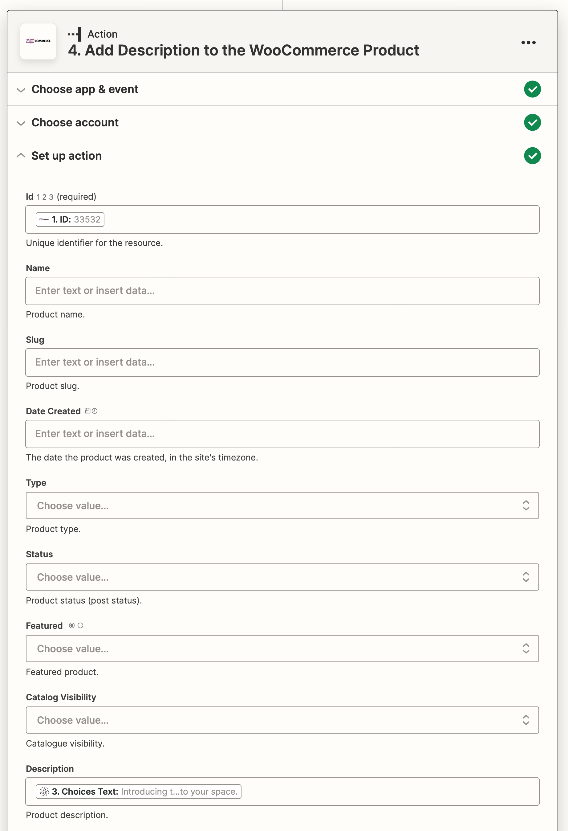 Zap Step 4 Configuration